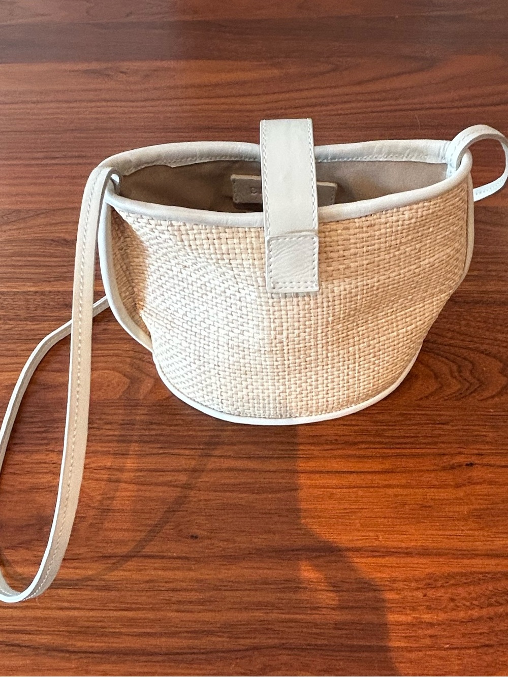 Bembien Paola Raffia Crossbody Purse with White Trim